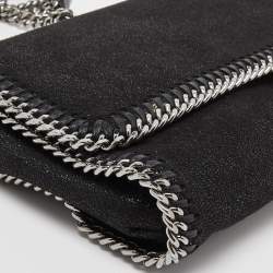 Pre Owned Stella McCartney Black Faux Suede Falabella Flap Shoulder Bag