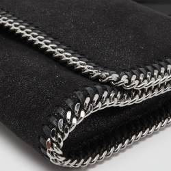 Pre Owned Stella McCartney Black Faux Suede Falabella Flap Shoulder Bag