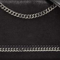 Pre Owned Stella McCartney Black Faux Suede Falabella Flap Shoulder Bag