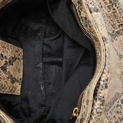 Pre Owned Stella McCartney Beige Python Embossed Leather Falabella Flap Shoulder Bag