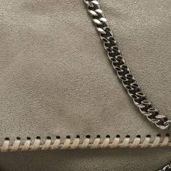 Pre Owned Stella McCartney Grey Faux Suede Falabella Flap Shoulder Bag