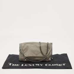 Pre Owned Stella McCartney Grey Faux Suede Falabella Flap Shoulder Bag