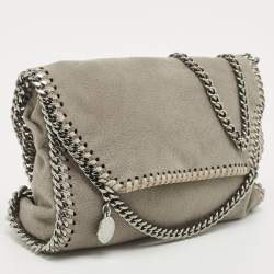 Pre Owned Stella McCartney Grey Faux Suede Falabella Flap Shoulder Bag