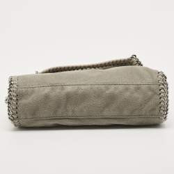 Pre Owned Stella McCartney Grey Faux Suede Falabella Flap Shoulder Bag