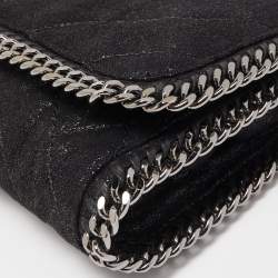 Stella McCartney Black Quilted Faux Leather Falabella Flap Bag