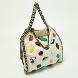 Pre Owned Stella McCartney Beige Faux Suede Embellished Falabella Tote