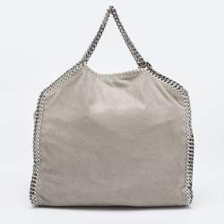 Pre Owned Stella McCartney Grey Faux Suede Falabella Fold Over Tote