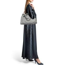 Pre Owned Stella McCartney Grey Faux Suede Falabella Fold Over Tote