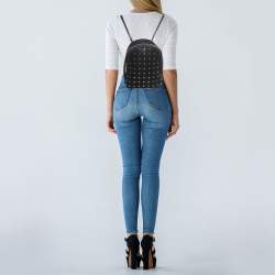 Pre Owned Stella McCartney Black Faux Leather Falabella Backpack