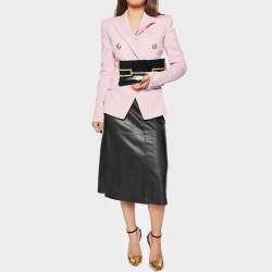 Stella McCartney Black Faux Patent Leather Metal Frame Clutch