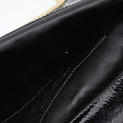 Stella McCartney Black Faux Patent Leather Metal Frame Clutch