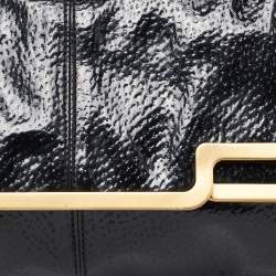 Stella McCartney Black Faux Patent Leather Metal Frame Clutch