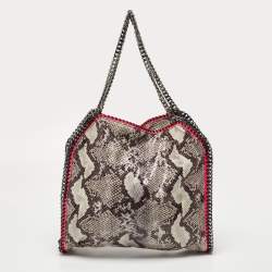 مملوكة مسبقًا Stella McCartney Beige/Pink Faux Python Embossed Leather and Faux Patent Falabella Tote 