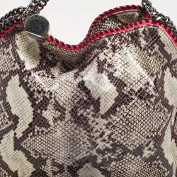 مملوكة مسبقًا Stella McCartney Beige/Pink Faux Python Embossed Leather and Faux Patent Falabella Tote 