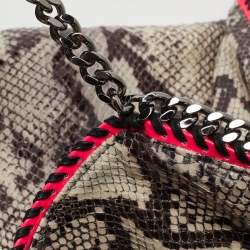 مملوكة مسبقًا Stella McCartney Beige/Pink Faux Python Embossed Leather and Faux Patent Falabella Tote 