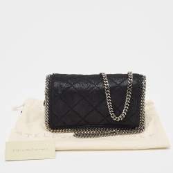 Pre Owned Stella McCartney Black Faux Suede Falabella Chain Clutch