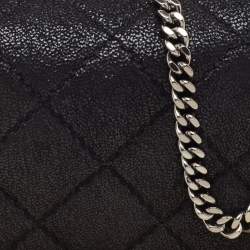 Pre Owned Stella McCartney Black Faux Suede Falabella Chain Clutch