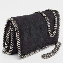 Pre Owned Stella McCartney Black Faux Suede Falabella Chain Clutch