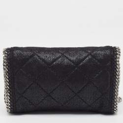 Pre Owned Stella McCartney Black Faux Suede Falabella Chain Clutch
