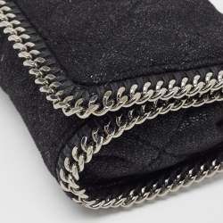 Pre Owned Stella McCartney Black Faux Suede Falabella Chain Clutch
