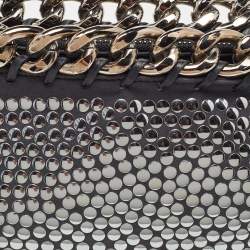 Pre Owned Stella McCartney Black Faux Leather Studded Embellished Foldover Clutch