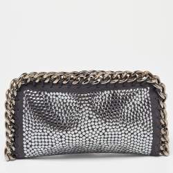 Pre Owned Stella McCartney Black Faux Leather Studded Embellished Foldover Clutch