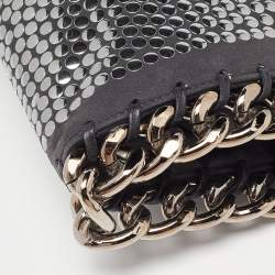 Pre Owned Stella McCartney Black Faux Leather Studded Embellished Foldover Clutch