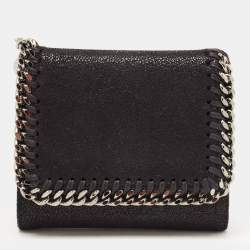 Stella McCartney Black Faux Leather Falabella Trifold Wallet