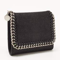 Stella McCartney Black Faux Leather Falabella Trifold Wallet
