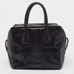 Pre Owned حقيبة يد توتس ستيلا مكارتني شوبر جلد صناعي نقشة الثعبان أسود ذات سحاب