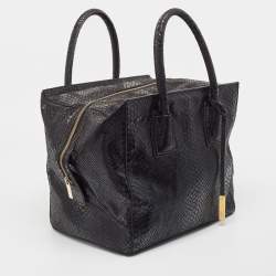 Pre Owned حقيبة يد توتس ستيلا مكارتني شوبر جلد صناعي نقشة الثعبان أ سود ذات سحاب