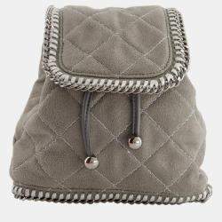 Stella McCartney Dove Grey Mini Falabella Backpack Bag with Silver Hardware