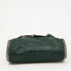 Pre Owned Stella McCartney Green Faux Suede Falabella Flap Shoulder Bag