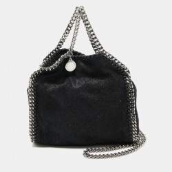 Stella McCartney Black Faux Suede Tiny Falabella Tote