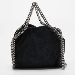 Stella McCartney Black Faux Suede Tiny Falabella Tote