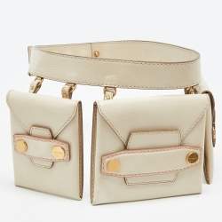Pre Owned Stella McCartney Beige Faux Leather Utility Belt Bag