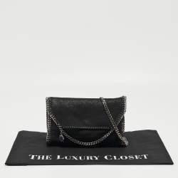 Pre Owned Stella McCartney Black Faux Leather Falabella Flap Shoulder Bag