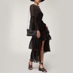 Pre Owned Stella McCartney Black Faux Leather Falabella Flap Shoulder Bag