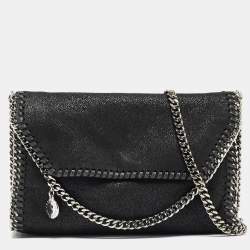 Pre Owned Stella McCartney Black Faux Leather Falabella Flap Shoulder Bag