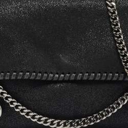 Pre Owned Stella McCartney Black Faux Leather Falabella Flap Shoulder Bag