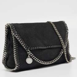 Pre Owned Stella McCartney Black Faux Leather Falabella Flap Shoulder Bag