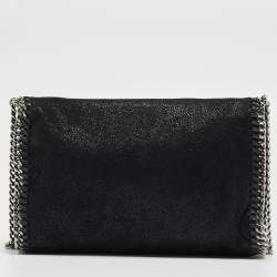 Pre Owned Stella McCartney Black Faux Leather Falabella Flap Shoulder Bag