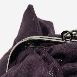 Pre Owned Stella McCartney Purple Ruffle Faux Leather Kisslock Chain Bag