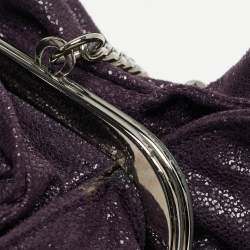 Pre Owned Stella McCartney Purple Ruffle Faux Leather Kisslock Chain Bag