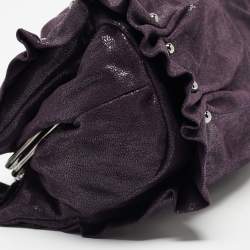 Pre Owned Stella McCartney Purple Ruffle Faux Leather Kisslock Chain Bag