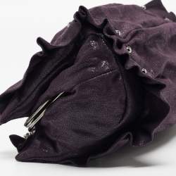 Pre Owned Stella McCartney Purple Ruffle Faux Leather Kisslock Chain Bag