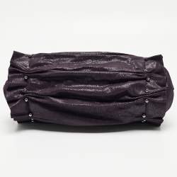 Pre Owned Stella McCartney Purple Ruffle Faux Leather Kisslock Chain Bag