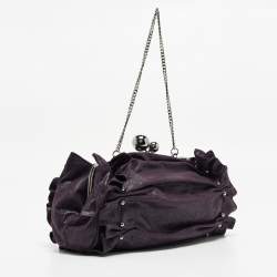 Pre Owned Stella McCartney Purple Ruffle Faux Leather Kisslock Chain Bag