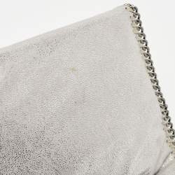 Stella McCartney Silver Faux Leather Falabella Fold-Over Clutch