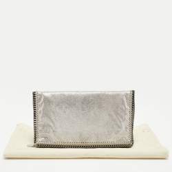 Stella McCartney Silver Faux Leather Falabella Fold-Over Clutch